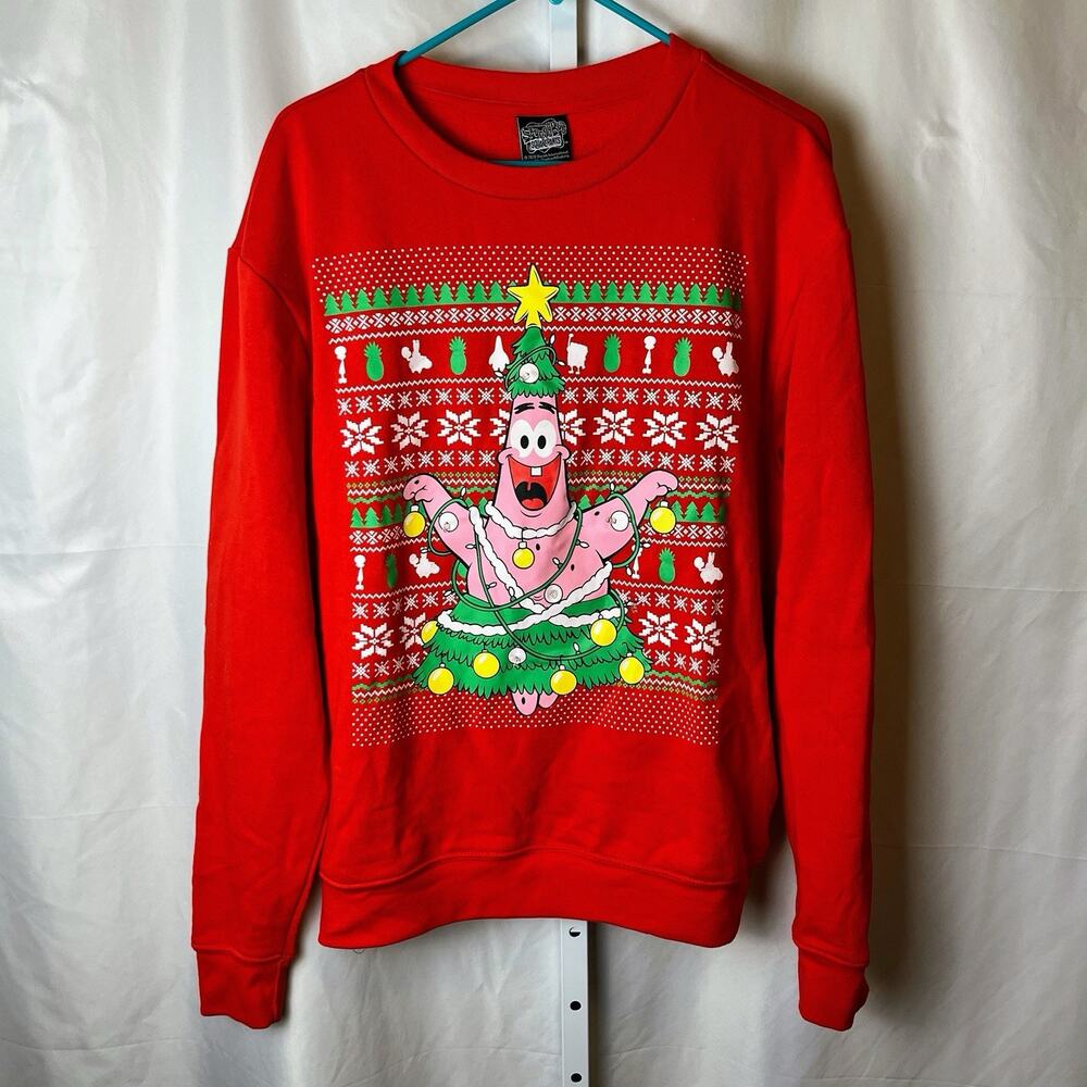 Spongebob Squarepants Patrick Star Men's Ugly Christmas Sweater‎ Nickelodeon M